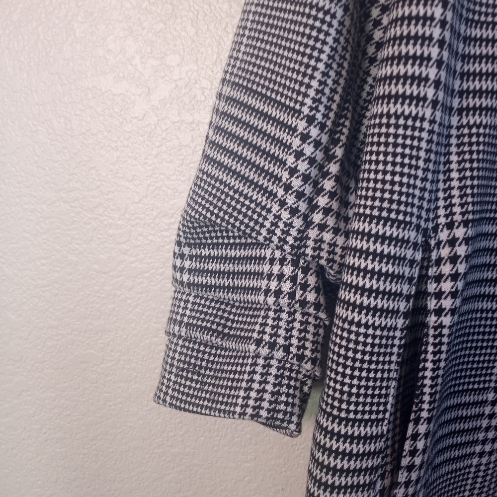 Philosophy Plaid Black White Houndstooth Unstructured  Gathered Sleeve Blazer XL - Picture 2 of 8
